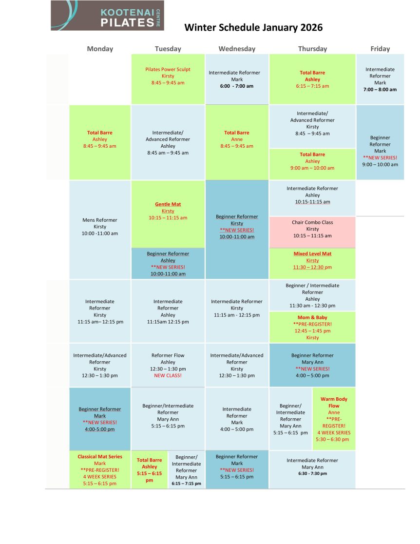 Winter Schedule 2026